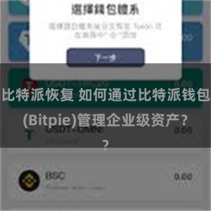 比特派恢复 如何通过比特派钱包(Bitpie)管理企业级资产？
